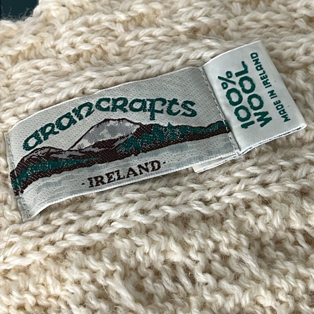 Aran Crafts 100% Wool Irish Chunky Knit Classic Ivory Unisex Scarf 62 x 9 - Picture 2 of 8